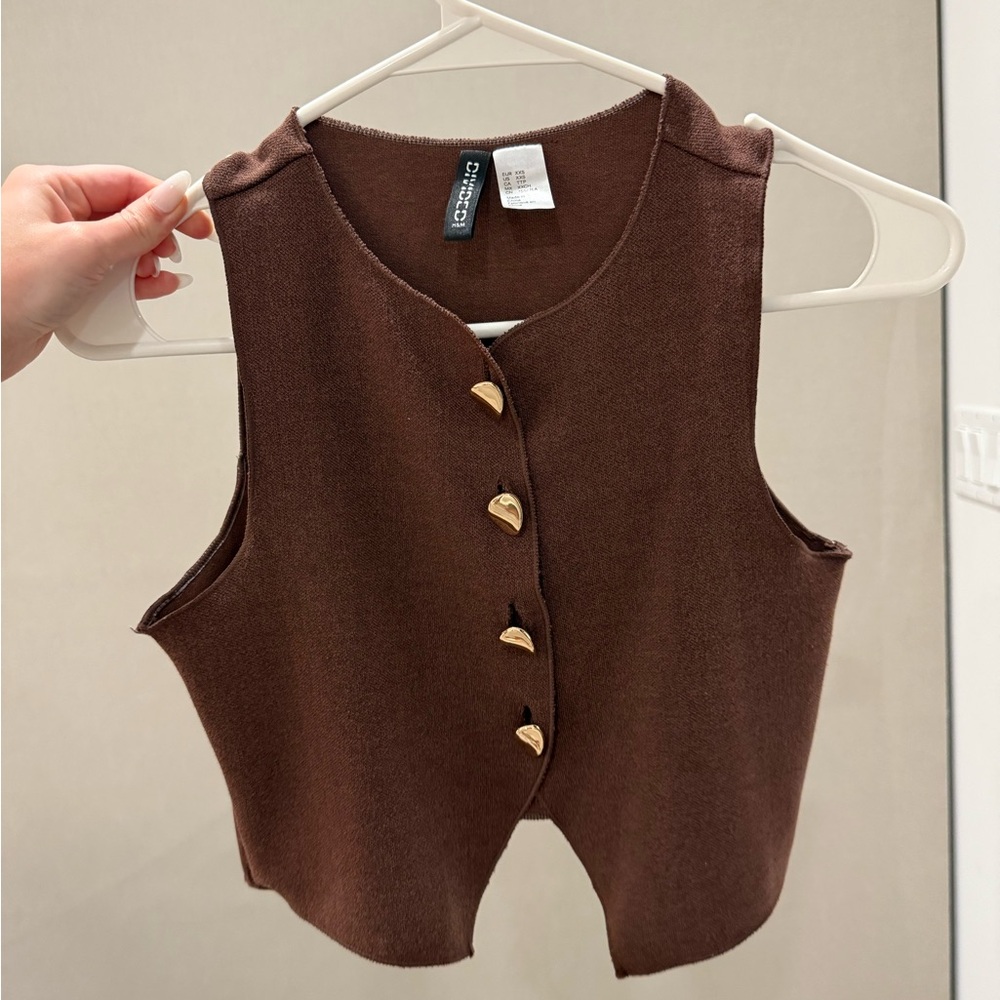 H&M Brown Tank Top with Gold Accents